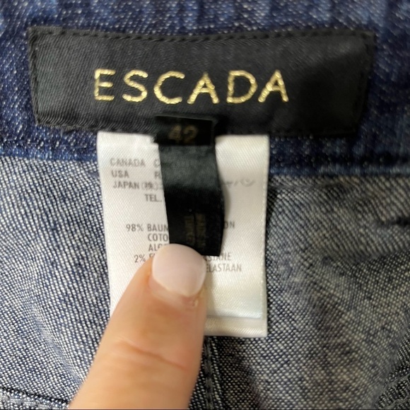 Escada Straight Leg Jeans Dark Wash Size 42 Raised Seam - Picture 6 of 9